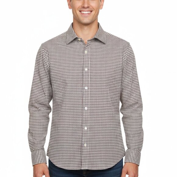 MICHAEL Michael Kors Other - Vintage Michael Kors Men's Brown & White Houndstooth 100% Cotton Dress Shirt